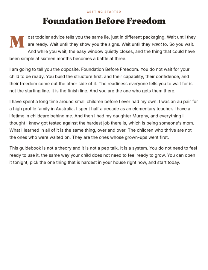 Introduction page: Foundation Before Freedom